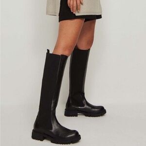 NA KD tall leather black boots